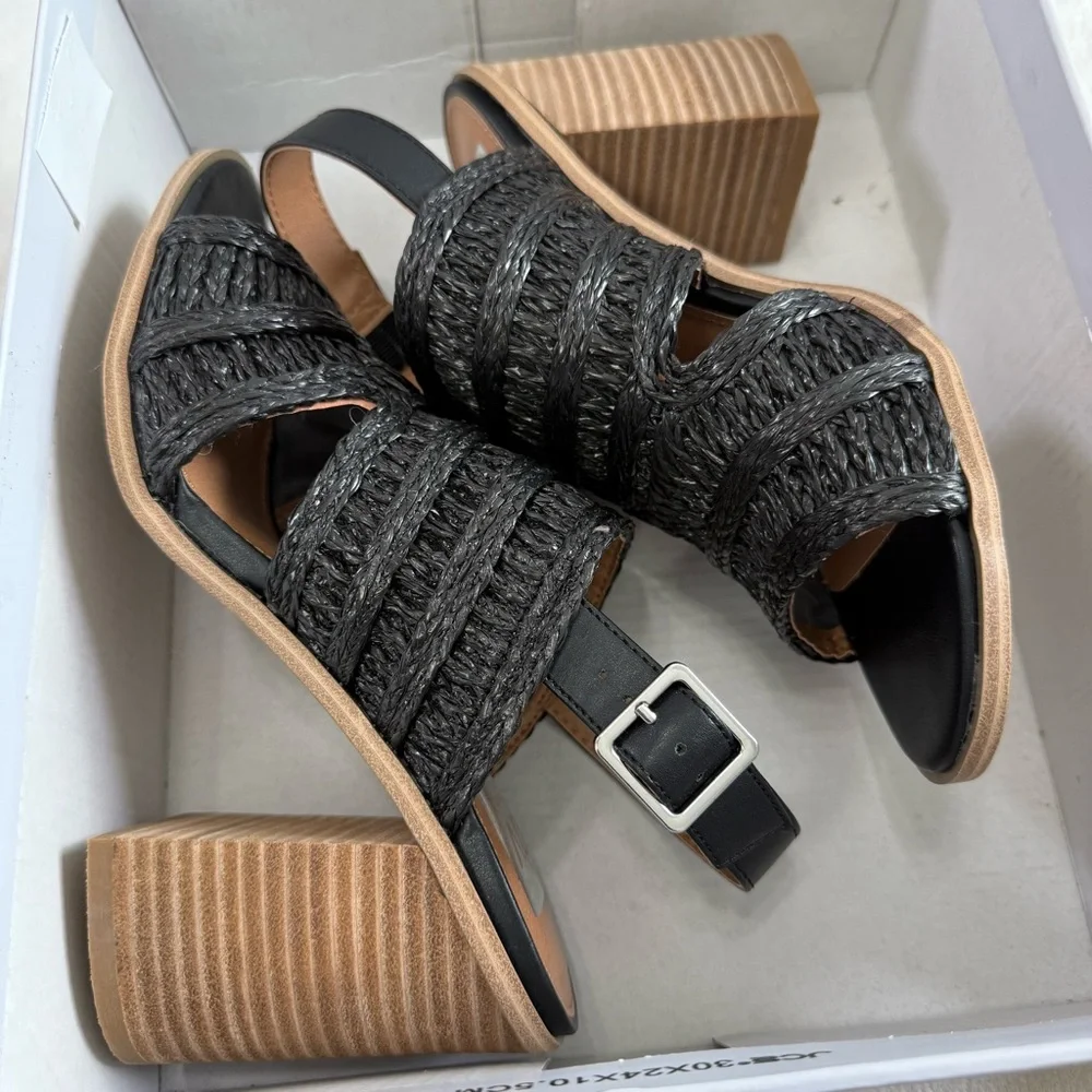 DV Dolce Vita Rian Black Woven Straw Slingback Mule Sandals Size 8 - Picture 13 of 16